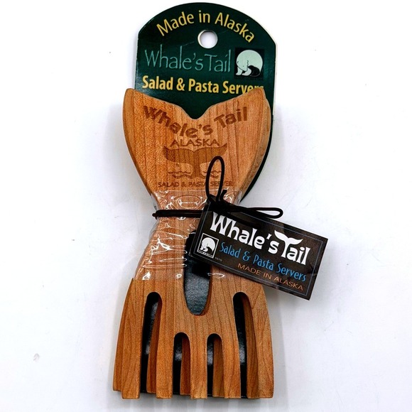 Alaska Jack's Other - Alaska Jack's Whale's Tail Wooden Salad and Pasta Servers Made in Alaska NEW